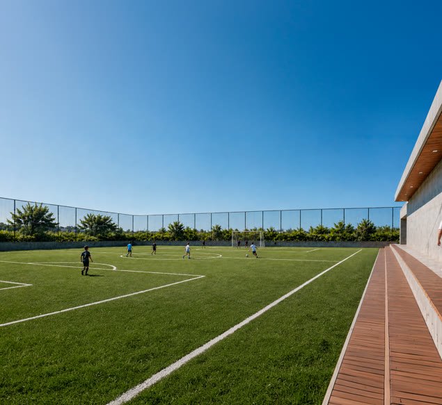 Perspectiva ilustrada do campo de futebol