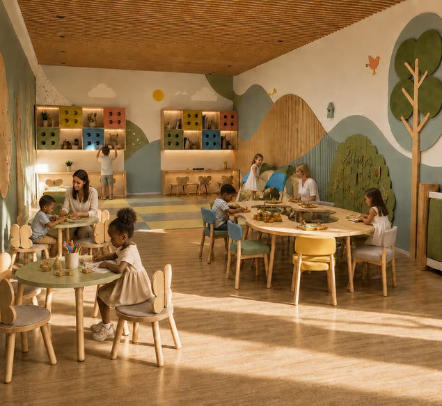 Perspectiva ilustrada do espaço kids