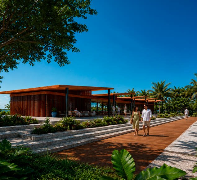 Perspectiva ilustrada da fachada rio do Beach Club